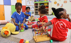 Students actively engaged in a hands-on learning activity